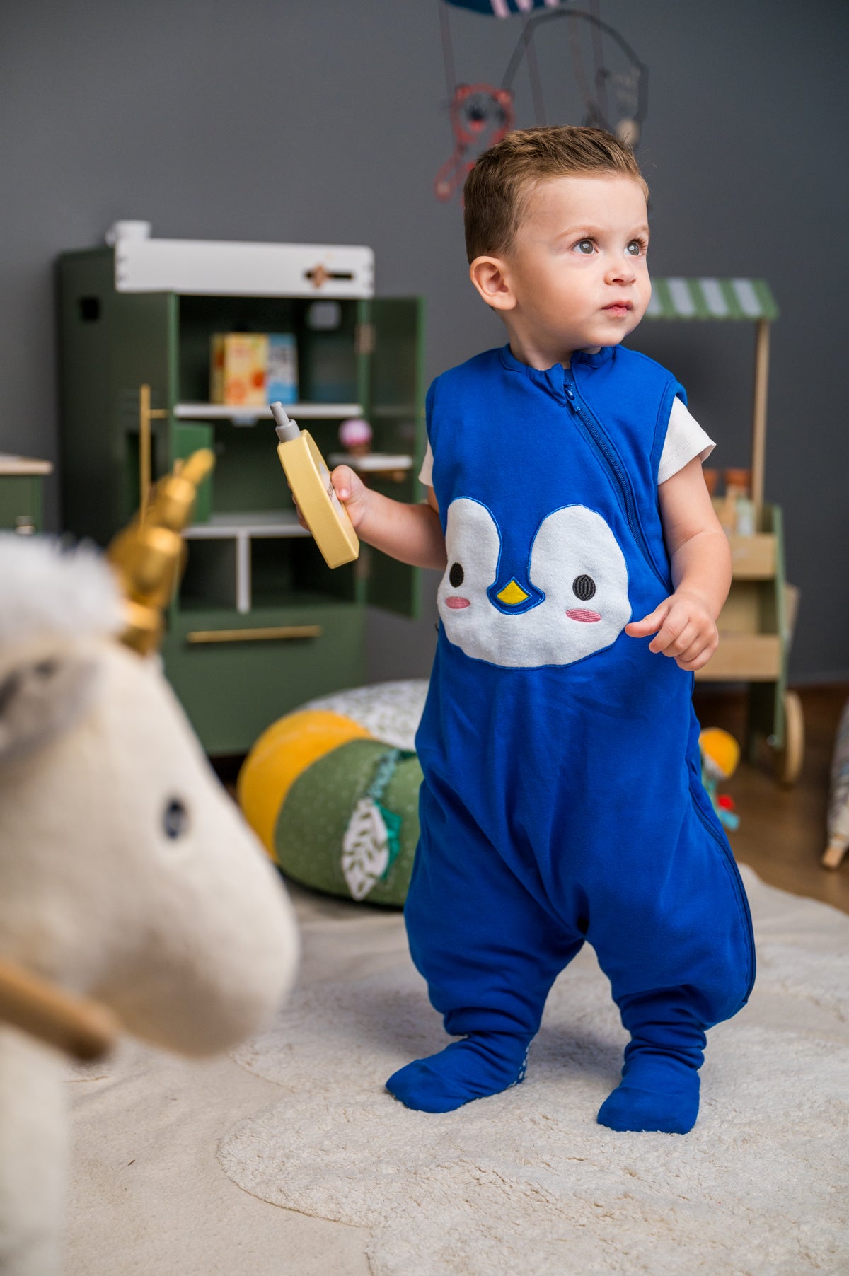 Bliss Jump, Sleeping Bag with Legs, 1 TOG, 3-5 y, Penguin, Patch Blue